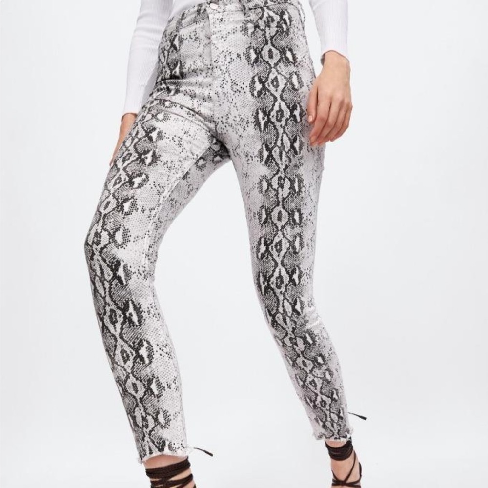 Zara Jeans Hi Rise Skinny Snake Printed Jean Sz 6
